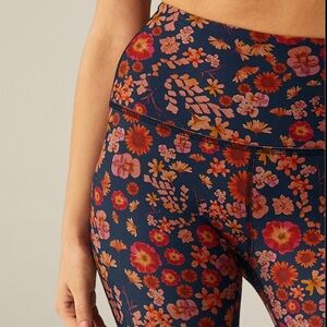 Beyond Yoga Floral Boot Cut Pants - Navy and Orange